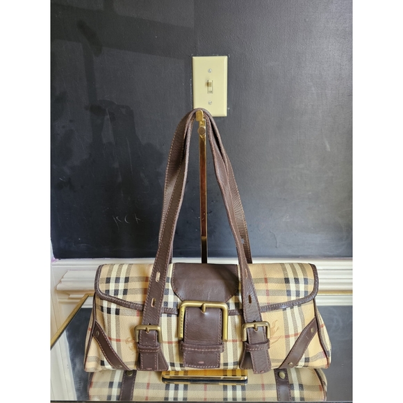 Burberry Handbags - Burberry Haymarket Check Flap Shoulder Bag Brown/Beige